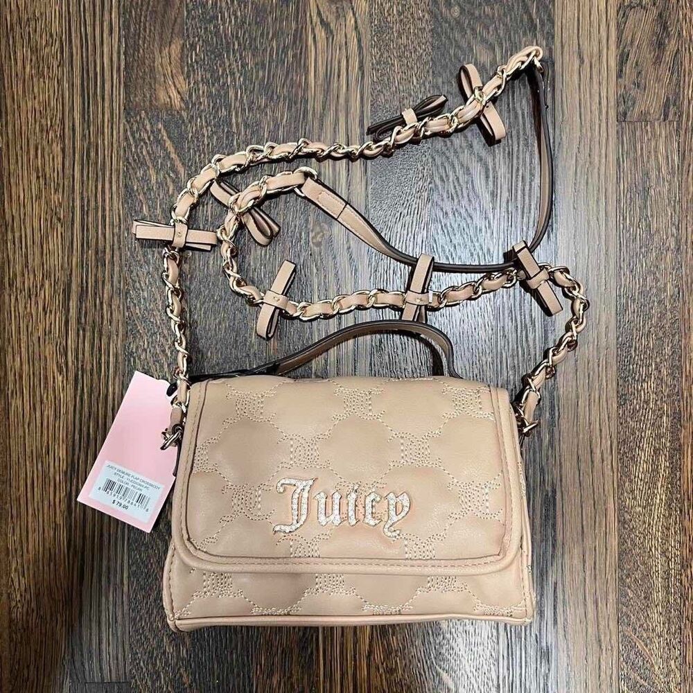 juicy couture βjuicy demureβ flap crossbody in pecan tan (NWT)